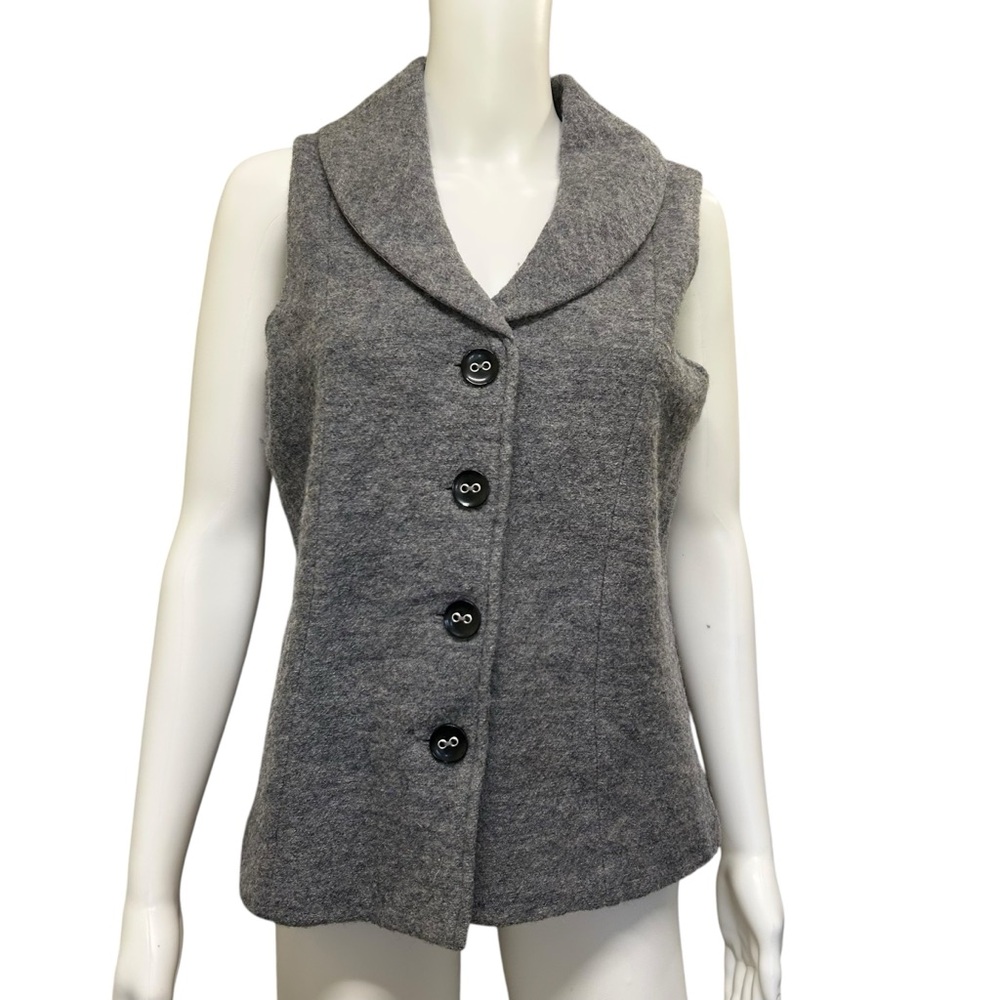 Alfred Dunner Gray Wool Button Front Vest Shawl Collar Petite 6P